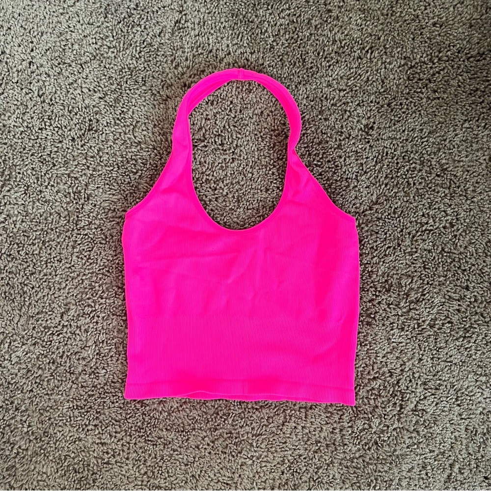 Neon Pink halter crop top